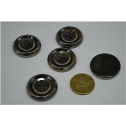 Пуговица 28 мм прозрачно коричневая с серебряным кольцом 10 шт