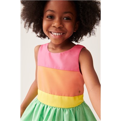 Little Bird by Jools Oliver Colourful Pastel Striped Occasion Dress with Bow