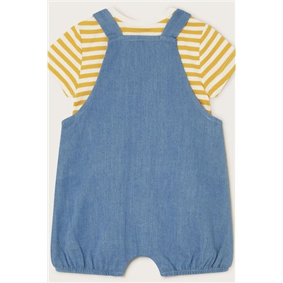 Monsoon Blue Newborn Denim Giraffe Dungaree