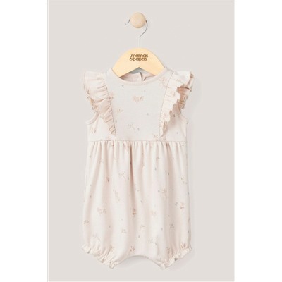 Mamas & Papas Pink Floral Frill Jersey Shortie Romper