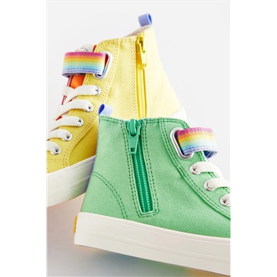 Little Bird by Jools Oliver Pastel Rainbow Colourblock Canvas Trainers