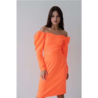 10270 Платье с открытыми плечами коралловое (остаток: 40)