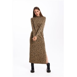 Платье KaVari 1057 бежевый принт леопард