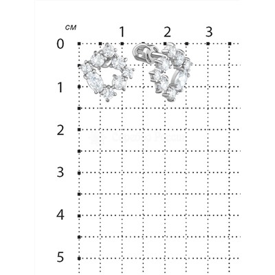 Серьги-пусеты из серебра с фианитами родированные 925 пробы 2-245р200