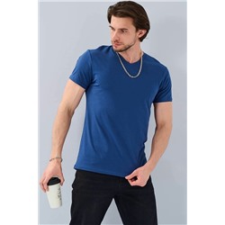 Тёмно-синяя мужская футболка 143020