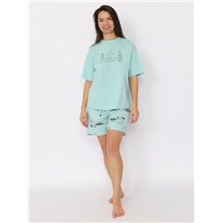 CSXW 50034-49 Пижама женская (футболка, шорты),светло-бирюзовый