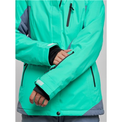 Горнолыжный костюм женский зимний зеленого цвета 03310Z