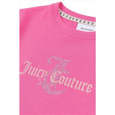 Juicy Couture Classic Fit Girls Pink Diamante T-Shirt