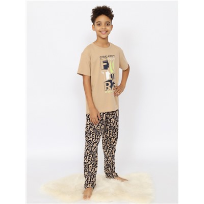 CSJB 50167-31 Пижама для мальчика (футболка, брюки),бежевый