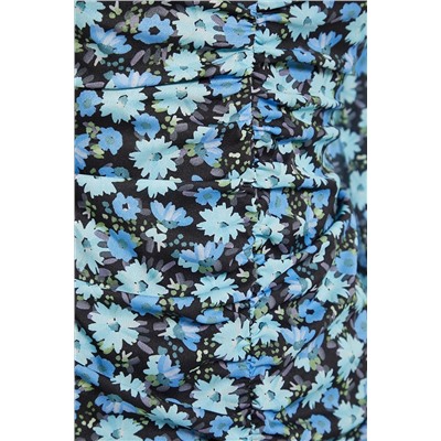 Синее тканое платье с драпировкой и цветочным узором TWOAW23EL00397