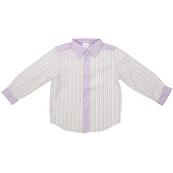 Сорочка Комби Полоска, отделка фиолет длинный рукав 92-116 рост