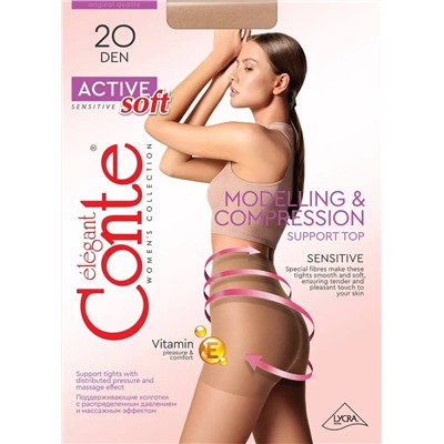 CONTE ACTIVE SOFT 20 Колготки женские с утягивающими шортиками для чувствительной кожи