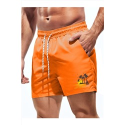 Оранжевый мужской базовый купальник стандартной длины с калифорнийским принтом, шорты для плавания
