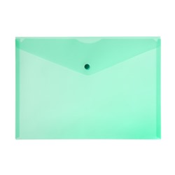 Папка-конверт на кнопке А4, 120 мкм, Calligrata, прозрачная, зелёная