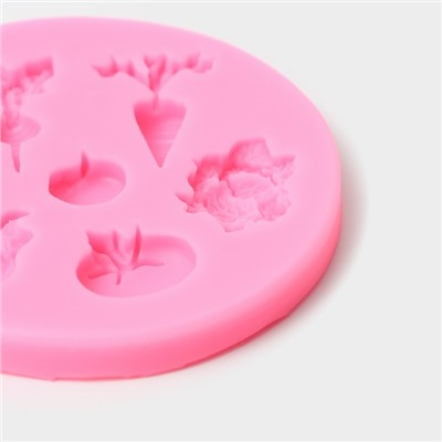 Молд Доляна «Овощной микс», силикон, d=8 см, цвет розовый
