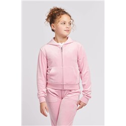 Juicy Couture Girls Pink Tonal Zip Through Hoodie