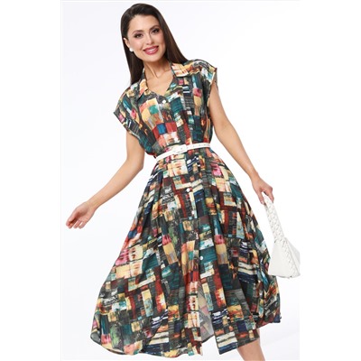 Платье длинное разноцветное с ремешком