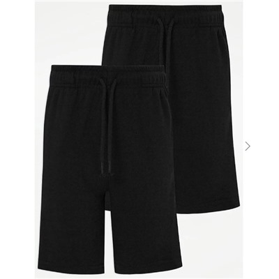 Boys Black Jersey School Shorts 2 Pack