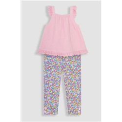 JoJo Maman Bébé 2-Piece Broderie Cheesecloth Top & Leggings Set