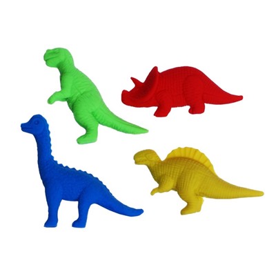 Набор ластиков фигурных 4 штуки "Динозавры" в пакете на зип-молнии (штрихкод на штуке) МИКС