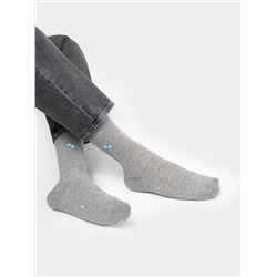 Высокие мужские носки в оттенке "серый меланж" с лаконичным рисунком