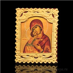 Икона из бересты "Богородица" 50*65*5мм