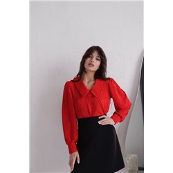 9545 Блуза красная в горошек (остаток: 44)
