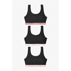 Black Sparkle Elastic Scoop Crop Top 3 Pack (5-16yrs)