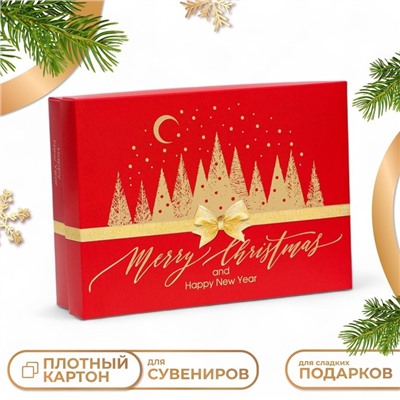 Подарочная коробка "Merry Christmas", красная, 21 х 15 х 5,7 см