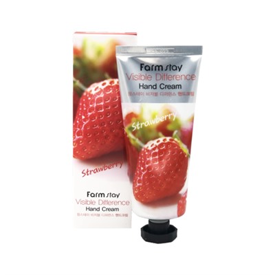 FarmStay Visible Difference Hand Cream Strawberry Увлажняющий крем для рук с экстрактом клубники 100г