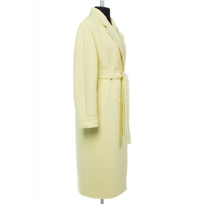 01-10953 Пальто женское демисезонное (пояс) Пальтовая ткань светло-желтый