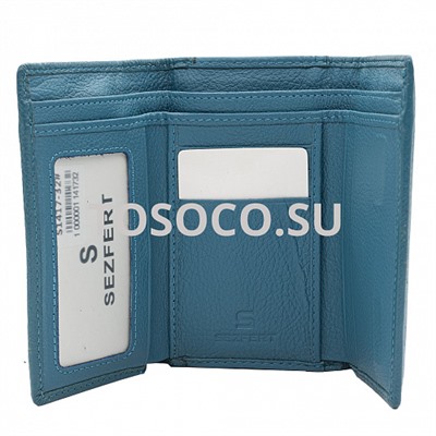 s1417-32 blue кошелек SEZFERT натуральная кожа 10x12x2