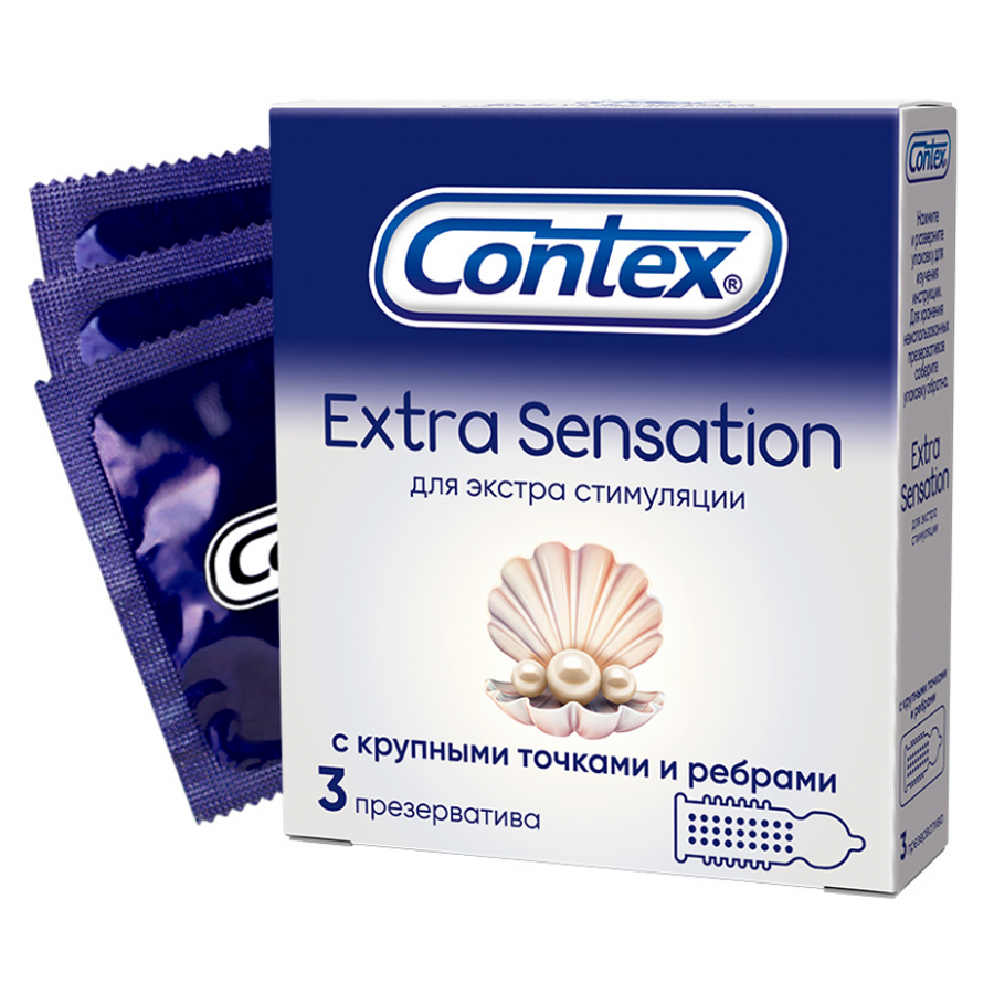 Презервативы Contex Extra Sensation с крупными точками и ребрами 3 шт. в  упаковке купить, отзывы, фото, доставка - СПКубани | Совместные покупки  Красн