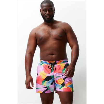 Разноцветные шорты для плавания большого размера с абстрактным рисунком TMNSS24KD00004