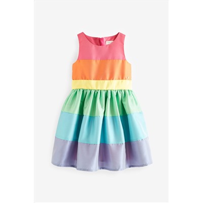 Little Bird by Jools Oliver Colourful Pastel Striped Occasion Dress with Bow