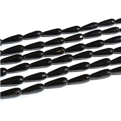 Бусины для рукоделия из оникса черного капля гр.6*16мм, 38см, 24 бусины