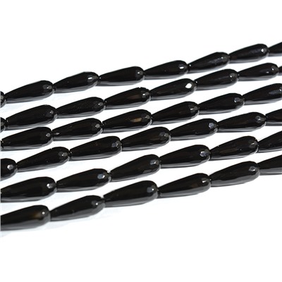 Бусины для рукоделия из оникса черного капля гр.6*16мм, 38см, 24 бусины