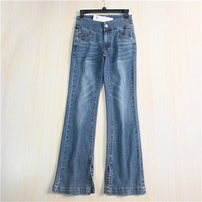 Женские джинсы Karl Lagerfel*d в американском стиле с ассиметричной линией пояса и резрезами на штанинах