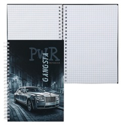 Книжка записная А5 (148*210 мм), 96 листов, клетка, на спирали, твердый картон 7Бц Авто Черно-белое Апплика С0598-79
