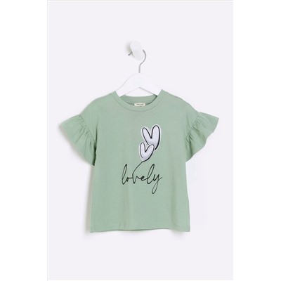 River Island Girls Satin Heart Lovely T-Shirt