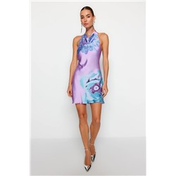 Элегантное вечернее платье с разноцветной деталью Degaje и цветком на воротнике TPRSS23EL00581