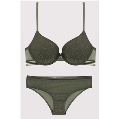 Burnt Olive 4670 Rome Underwire Мягкий кружевной бюстгальтер пуш-ап Комплект нижнего белья