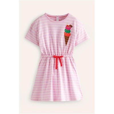 Boden Ice Cream Tie Waist Applique Dress