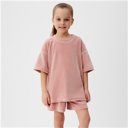 Костюм детский (футболка, шорты) KAFTAN Plushy р.32 (110-116), розовый