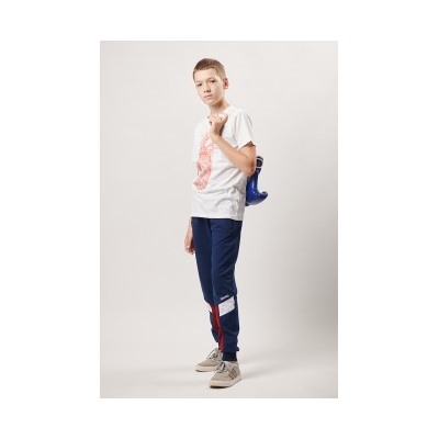 Спортивные брюки М-1105: Индиго / Бордо / Белый