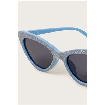 Monsoon Blue Sparkle Cateye Sunglasses with Case