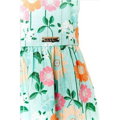 Nicole Miller Green Mixed Floral Dress