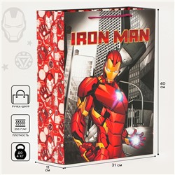 Пакет подарочный "Железный человек" 31х40х11 см, упаковка, Мстители