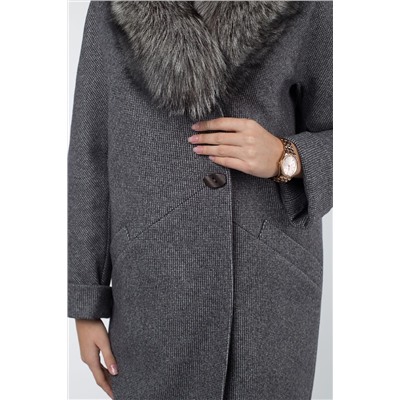 02-2470 Пальто женское утепленное Микроворса серый