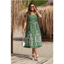 Платье Vittoria Queen 20463 зеленый+белый